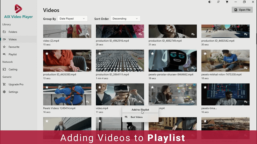 Add Videos to Playlist on AIX Video Player