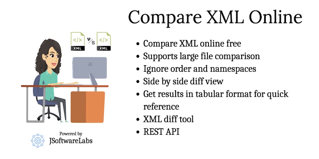 Compare xml online - XML diff tool