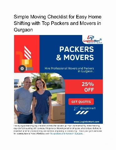 Simple Moving Checklist for Easy Home Shifting with Top Packers and Movers in Gurgaon