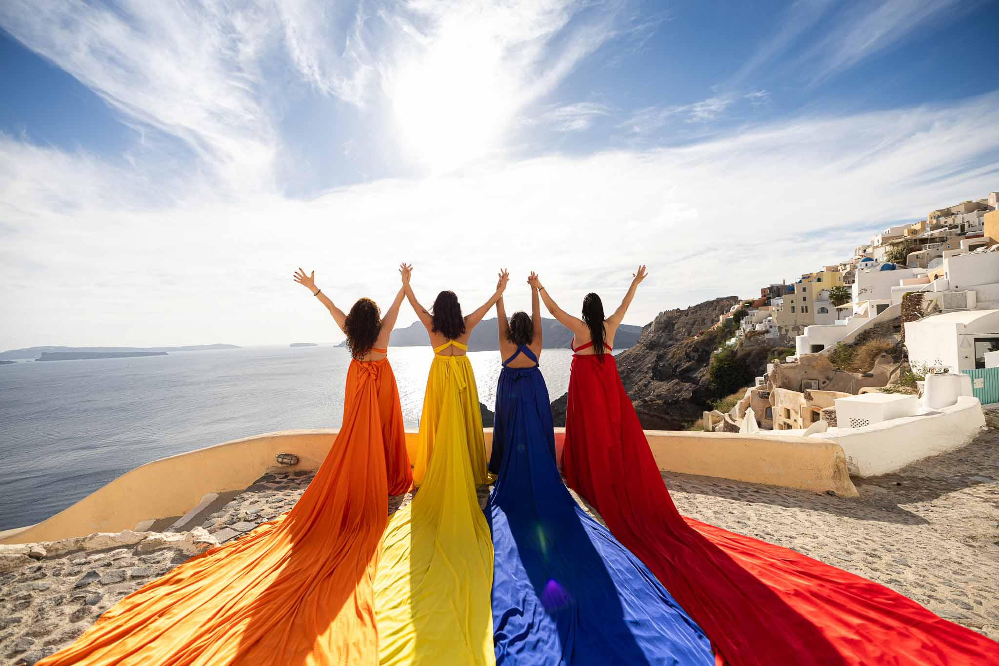 Best Friends Flying Dress - Santorini Photography by Jessica Mocanu